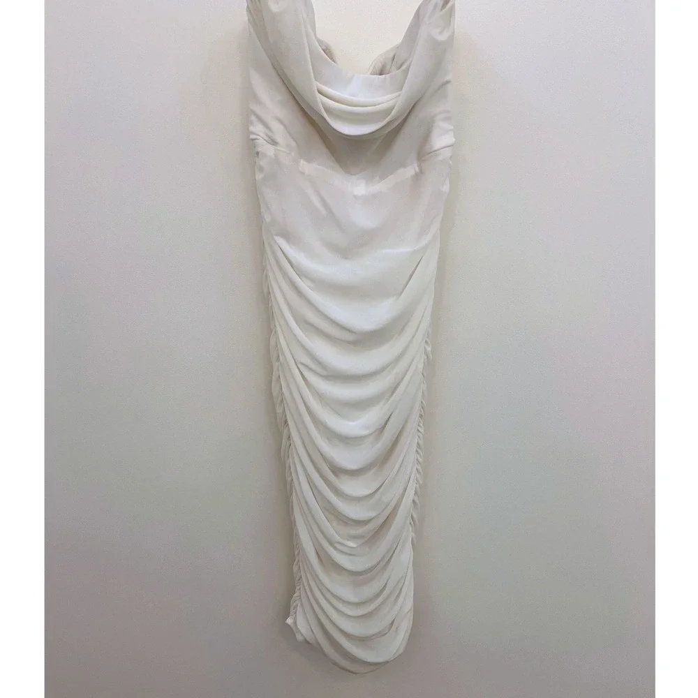 Michael Costello x REVOLVE India Dress White Ruched‎ Strapless Midi Small